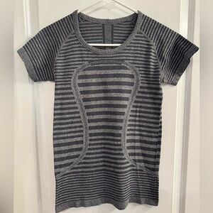 Lululemon Swiftly Tech Short Sleeve Scoop Neck Grey Stripe